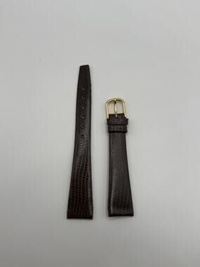 16mm KREISLER Lizard Calfskin Brown NOS Vintage Watch Band & Gold Buckle